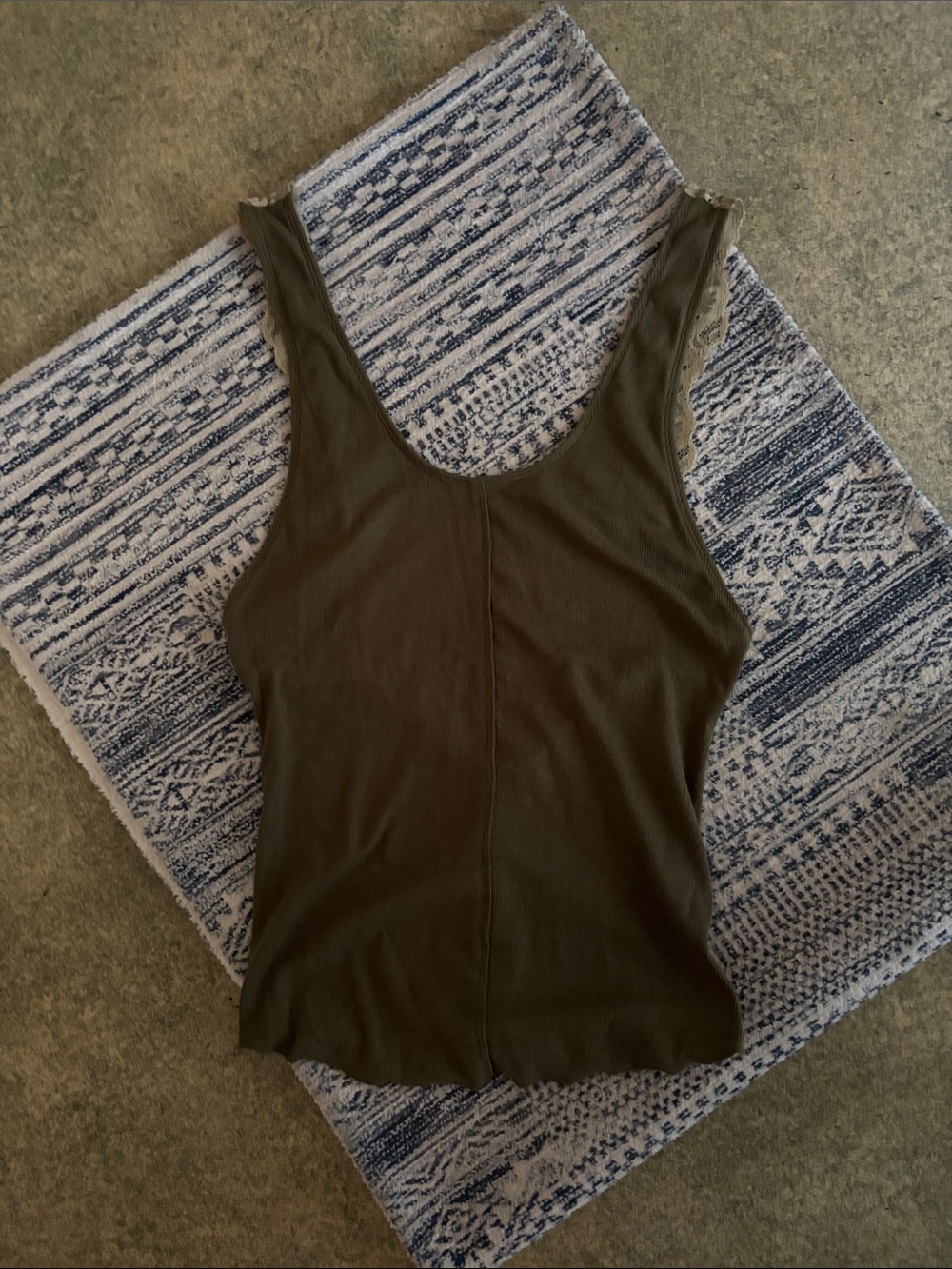 Free People Olive Ribbed Scoop Tank